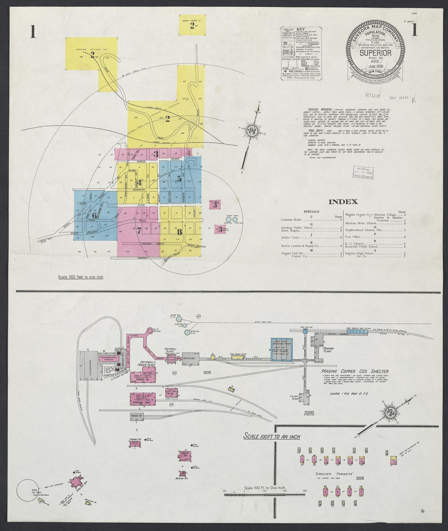 Sanborn Fire Insurance Map from Superior, Pinal County, Arizona (1926), Sheet #0001 - Complete Map Set gallery image, historic Sanborn map, vintage wall art, Arizona Arizona
