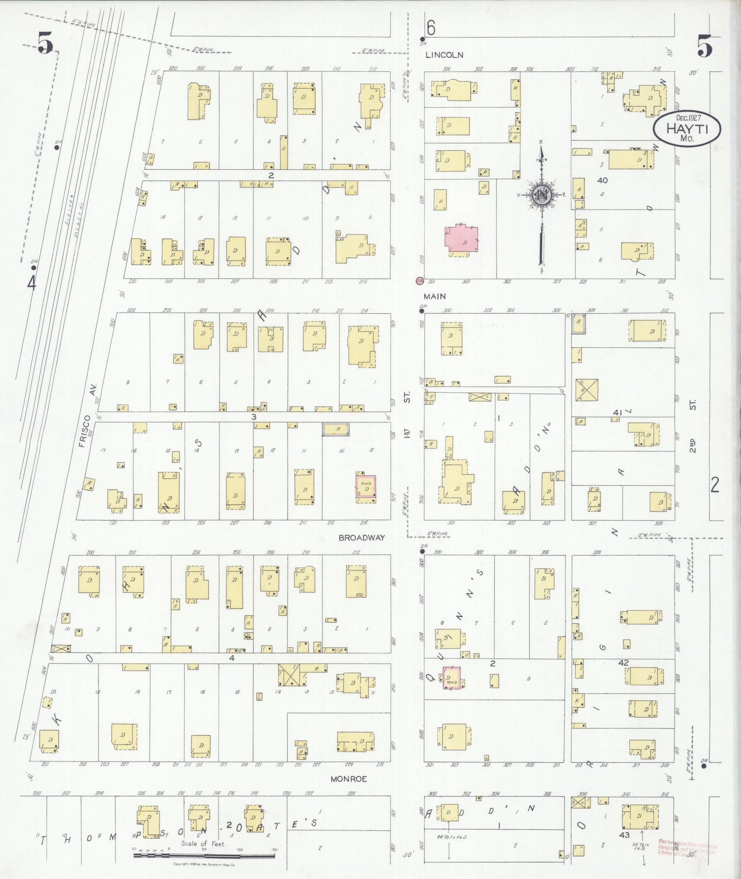 Sanborn Fire Insurance Map from Hayti, Pemiscot County, Missouri (1927), Sheet #0005 - Complete Map Set gallery image, historic Sanborn map, vintage wall art, Missouri Missouri