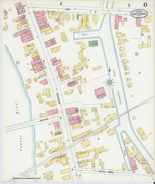 Sanborn Fire Insurance Map from Fort Edward, Washington County, New York (1900), Sheet #0006 - Historic Sanborn Fire Insurance Map Print, vintage old map wall art, antique decor, genealogy gift, New York New York map
