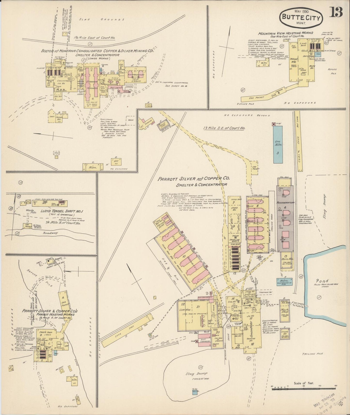 Sanborn Fire Insurance Map from Butte, Silver Bow County, Montana (1890), Sheet #0013 - Complete Map Set gallery image, historic Sanborn map, vintage wall art, Montana Montana