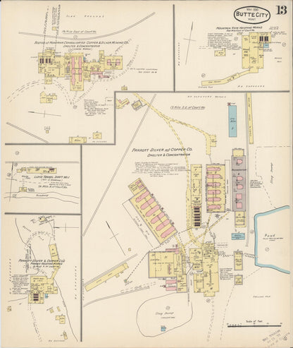 Sanborn Fire Insurance Map from Butte, Silver Bow County, Montana (1890), Sheet #0013 - Complete Map Set gallery image, historic Sanborn map, vintage wall art, Montana Montana