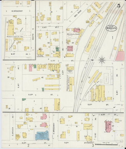 Sanborn Fire Insurance Map from Monmouth, Warren County, Illinois (1898), Sheet #0005 - Complete Map Set gallery image, historic Sanborn map, vintage wall art, Illinois Illinois