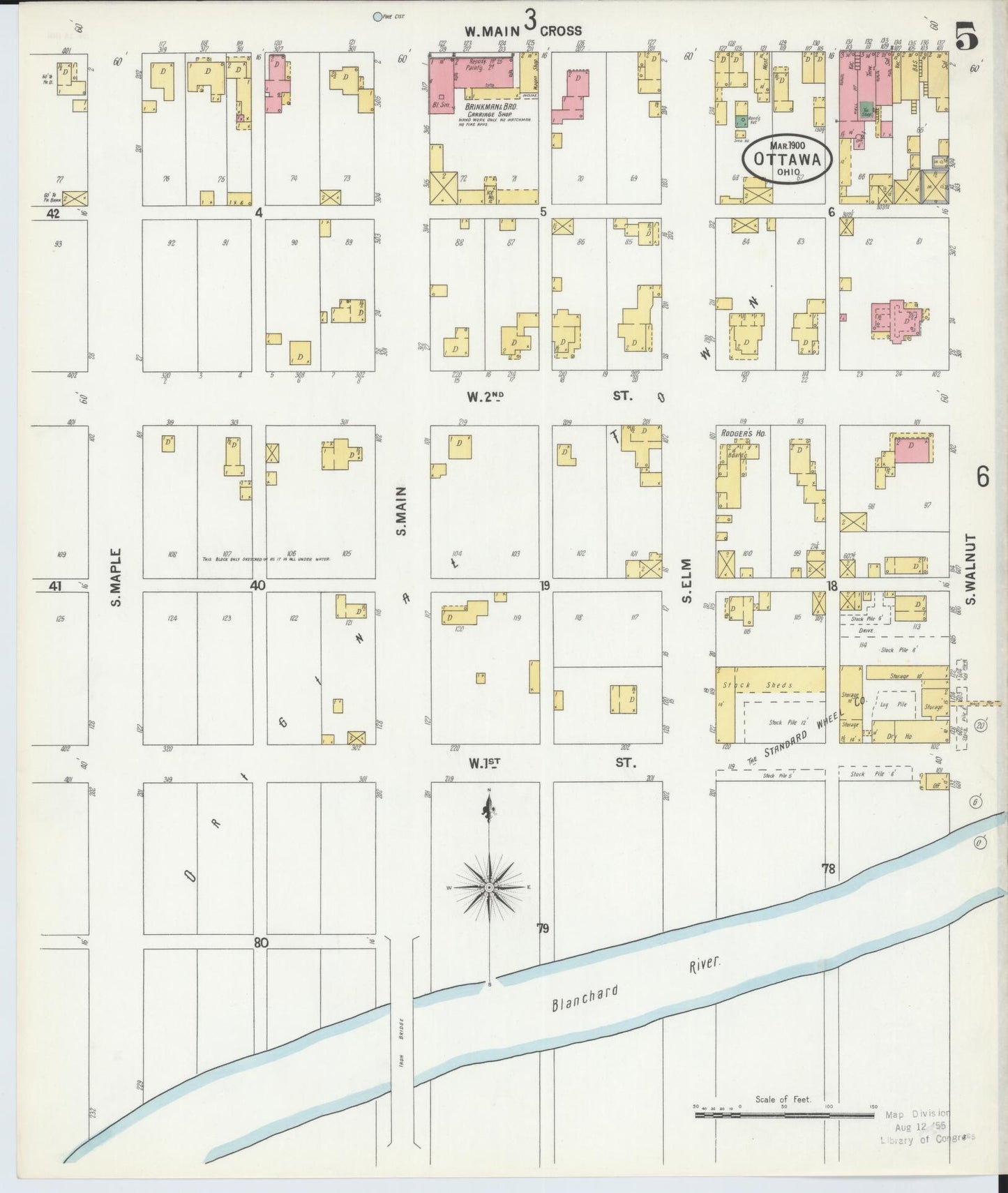 Sanborn Fire Insurance Map from Ottawa, Putnam County, Ohio (1900), Sheet #0005 - Historic Sanborn Fire Insurance Map Print, vintage old map wall art, antique decor, genealogy gift, Ohio Ohio map