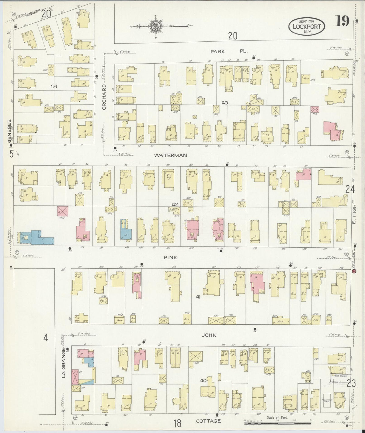 Sanborn Fire Insurance Map from Lockport, Niagara County, New York (1914), Sheet #0019 - Complete Map Set gallery image, historic Sanborn map, vintage wall art, New York New York