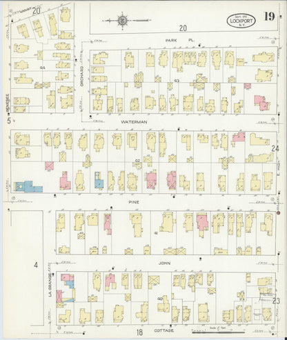 Sanborn Fire Insurance Map from Lockport, Niagara County, New York (1914), Sheet #0019 - Complete Map Set gallery image, historic Sanborn map, vintage wall art, New York New York
