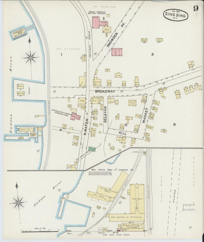 Sanborn Fire Insurance Map from Sing Sing, Westchester County, New York (1891), Sheet #0009 - Historic Sanborn Fire Insurance Map Print, vintage old map wall art, antique decor, genealogy gift, New York New York map