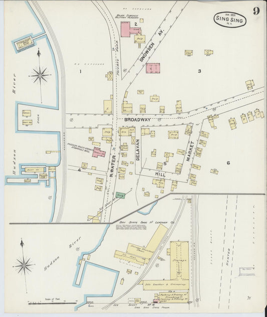 Sanborn Fire Insurance Map from Sing Sing, Westchester County, New York (1891), Sheet #0009 - Historic Sanborn Fire Insurance Map Print, vintage old map wall art, antique decor, genealogy gift, New York New York map