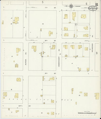 Sanborn Fire Insurance Map from De Queen, Sevier County, Arkansas (1914), Sheet #0008 - Complete Map Set gallery image, historic Sanborn map, vintage wall art, Arkansas Arkansas