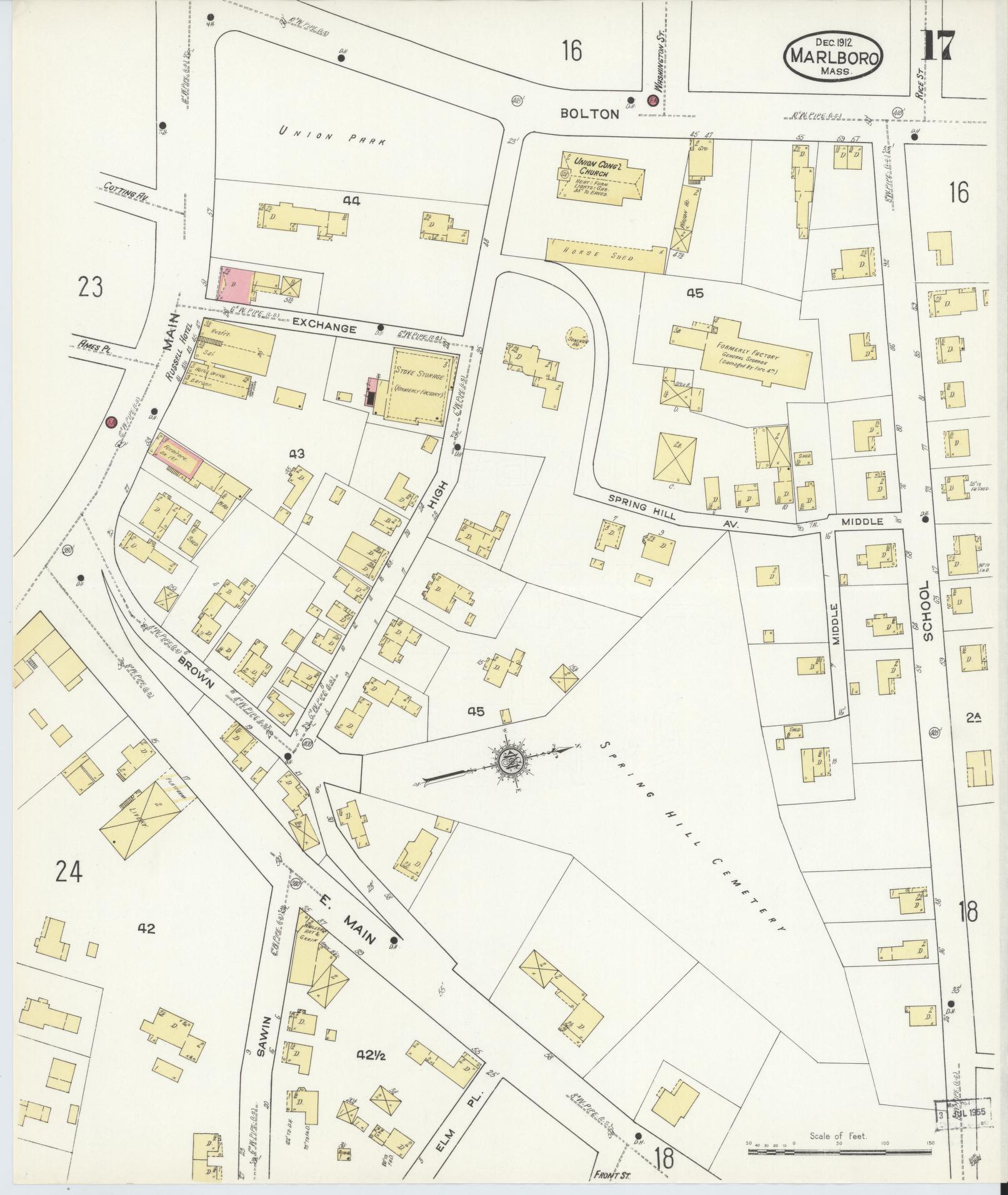 Sanborn Fire Insurance Map from Marlborough, Middlesex County, Massachusetts (1912), Sheet #0017 - Complete Map Set gallery image, historic Sanborn map, vintage wall art, Massachusetts Massachusetts