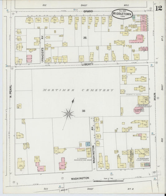 Sanborn Fire Insurance Map from Middletown, Middlesex County, Connecticut (1889), Sheet #0012 - Historic Sanborn Fire Insurance Map Print, vintage old map wall art, antique decor, genealogy gift, Connecticut Connecticut map