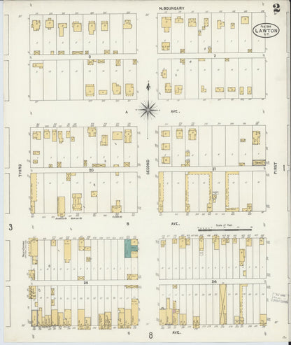 Sanborn Fire Insurance Map from Lawton, Comanche County, Oklahoma (1904), Sheet #0002 - Complete Map Set gallery image, historic Sanborn map, vintage wall art, Oklahoma Oklahoma