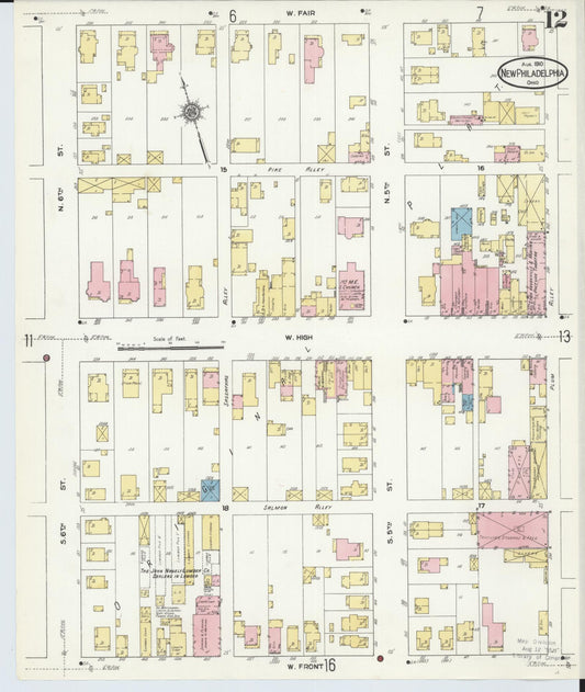 Sanborn Fire Insurance Map from New Philadelphia, Tuscarawas County, Ohio (1910), Sheet #0012 - Historic Sanborn Fire Insurance Map Print, vintage old map wall art, antique decor, genealogy gift, Ohio Ohio map