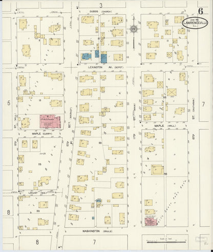 Sanborn Fire Insurance Map from Lawrenceville, Lawrence County, Illinois (1912), Sheet #0006 - Complete Map Set gallery image, historic Sanborn map, vintage wall art, Illinois Illinois