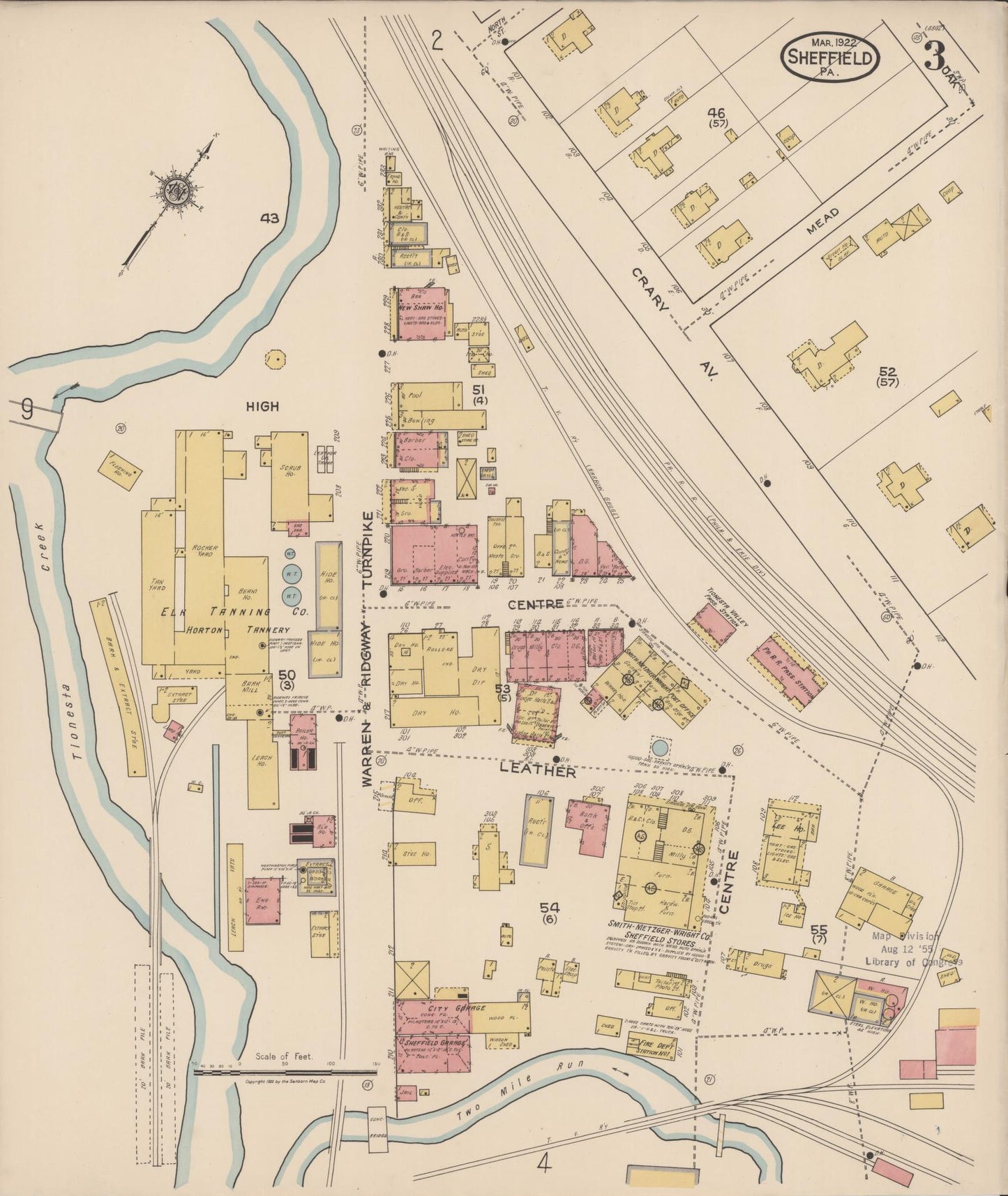 Sanborn Fire Insurance Map from Sheffield, Warren County, Pennsylvania (1922), Sheet #0003 - Complete Map Set gallery image, historic Sanborn map, vintage wall art, Pennsylvania Pennsylvania
