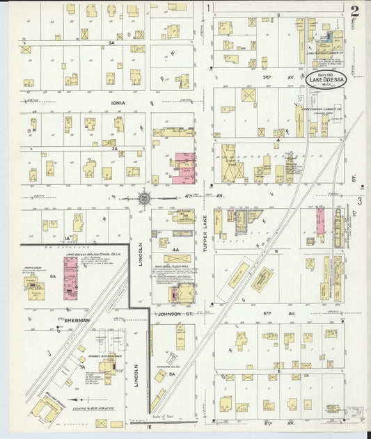 Sanborn Fire Insurance Map from Lake Odessa, Ionia County, Michigan (1910), Sheet #0002 - Historic Sanborn Fire Insurance Map Print, vintage old map wall art, antique decor, genealogy gift, Michigan Michigan map