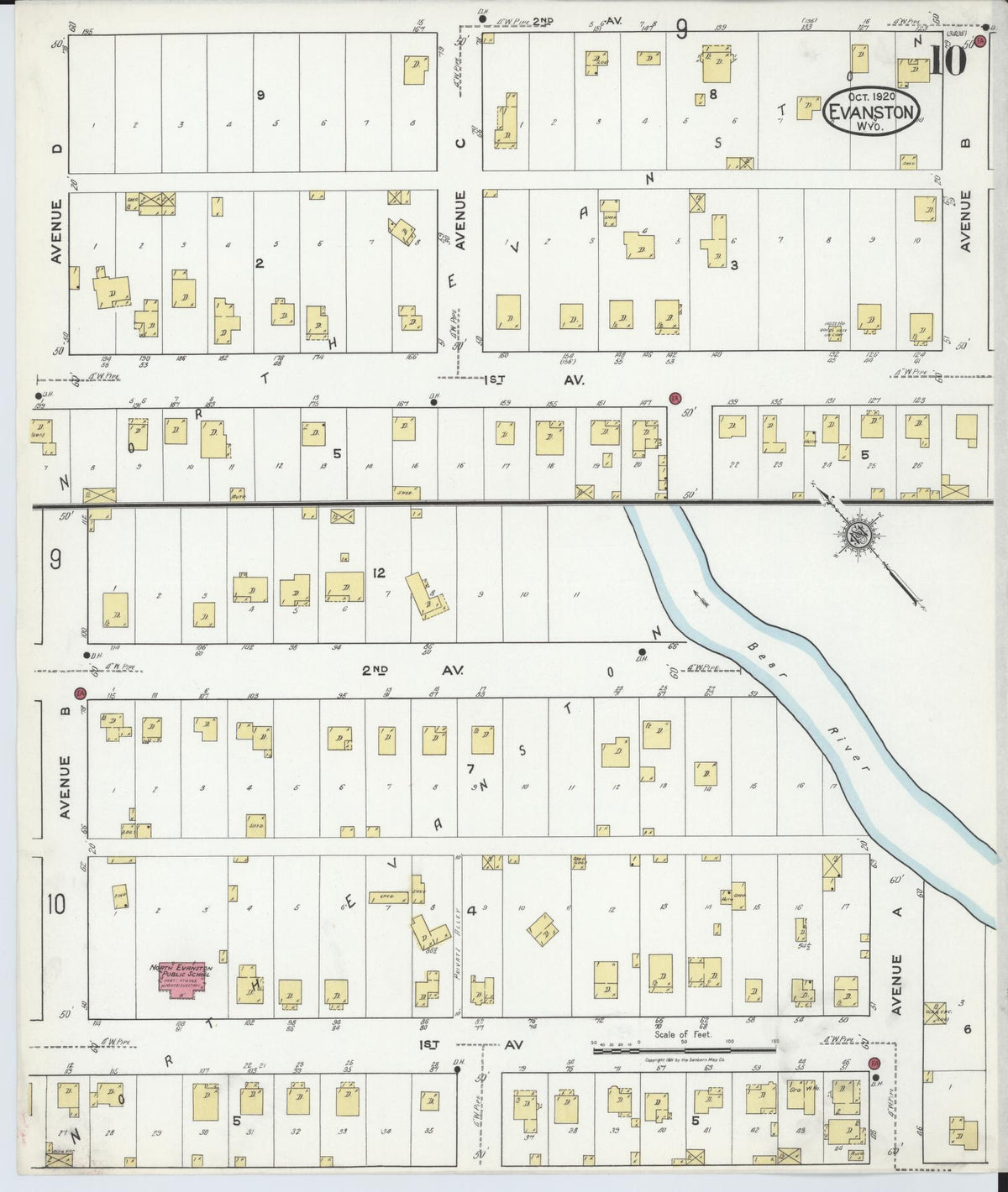 Sanborn Fire Insurance Map from Evanston, Uinta County, Wyoming (1920), Sheet #0010 - Complete Map Set gallery image, historic Sanborn map, vintage wall art, Wyoming Wyoming