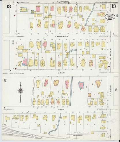 Sanborn Fire Insurance Map from Ionia, Ionia County, Michigan (1924), Sheet #0013 - Complete Map Set gallery image, historic Sanborn map, vintage wall art, Michigan Michigan