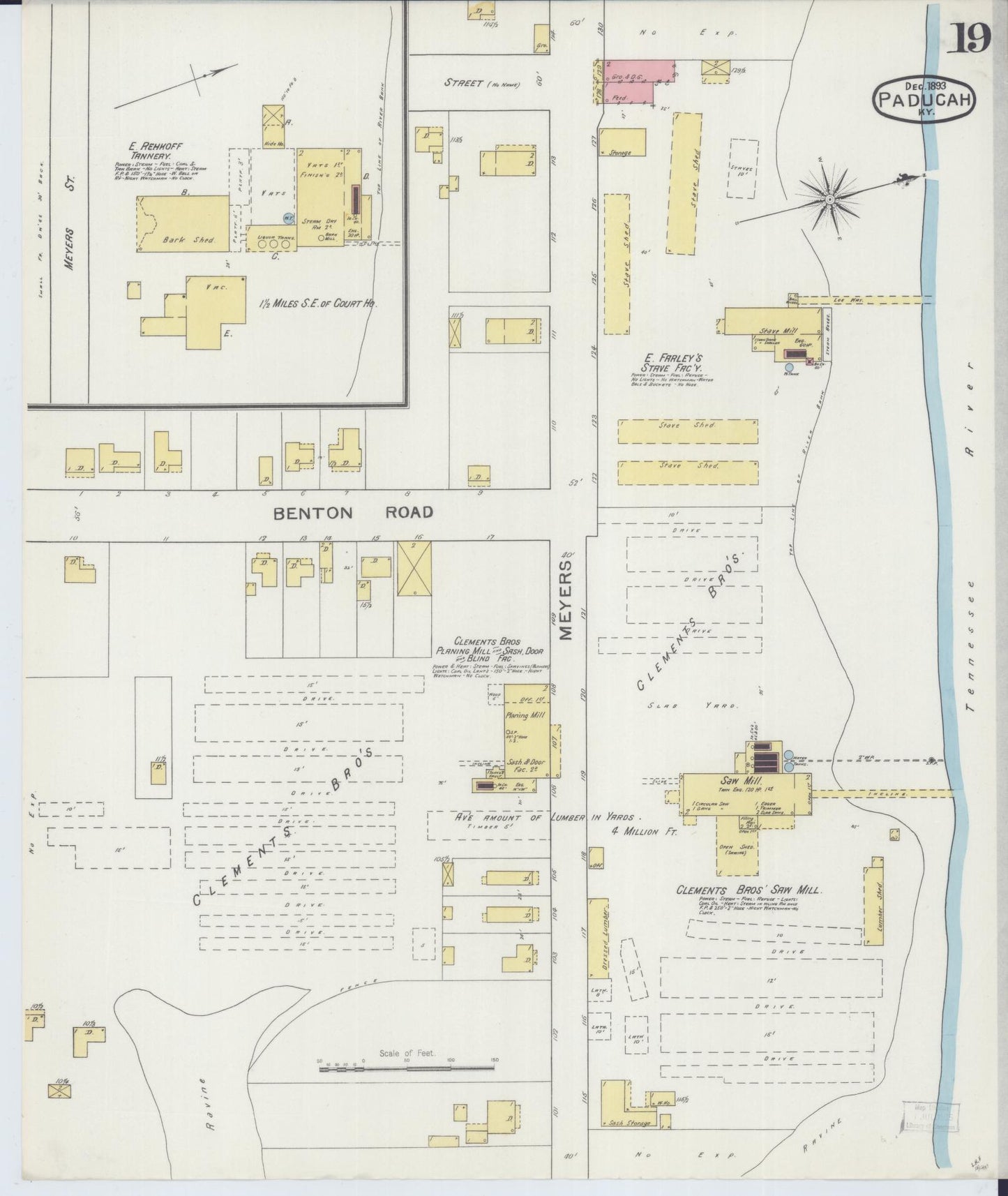 Sanborn Fire Insurance Map from Paducah, Mccraken County, Kentucky (1893), Sheet #0019 - Historic Sanborn Fire Insurance Map Print, vintage old map wall art, antique decor, genealogy gift, Kentucky Kentucky map