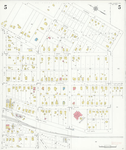 Sanborn Fire Insurance Map from Lee's Summit, Jackson County, Missouri (1935), Sheet #0005 - Complete Map Set gallery image, historic Sanborn map, vintage wall art, Missouri Missouri