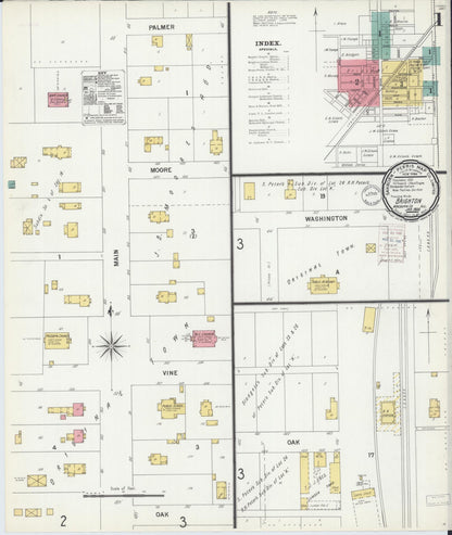 Sanborn Fire Insurance Map from Brighton, Macoupin County, Illinois (1900), Sheet #0001 - Complete Map Set gallery image, historic Sanborn map, vintage wall art, Illinois Illinois