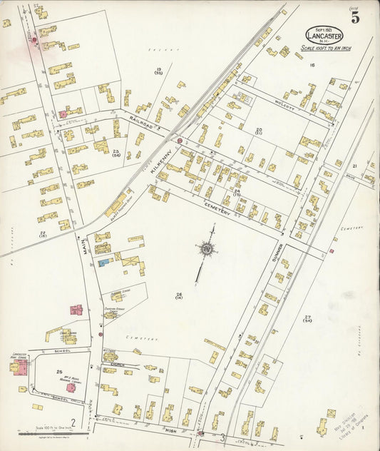 Sanborn Fire Insurance Map from Lancaster, Coos County, New Hampshire (1921), Sheet #0005 - Historic Sanborn Fire Insurance Map Print, vintage old map wall art, antique decor, genealogy gift, New Hampshire New Hampshire map