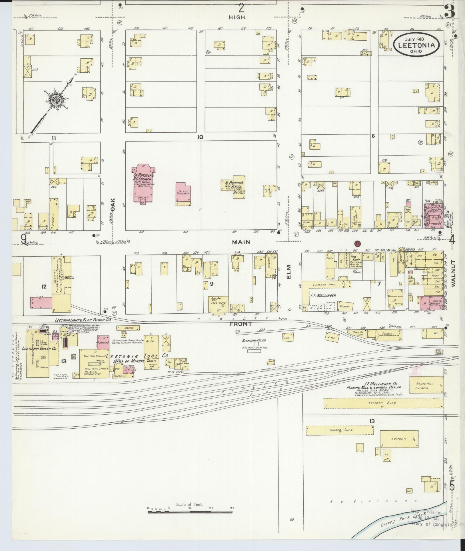 Sanborn Fire Insurance Map from Leetonia, Columbiana County, Ohio (1910), Sheet #0003 - Historic Sanborn Fire Insurance Map Print, vintage old map wall art, antique decor, genealogy gift, Ohio Ohio map