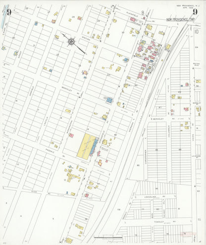 Sanborn Fire Insurance Map from New Providence, Union County, New Jersey (1938), Sheet #0009 - Complete Map Set gallery image, historic Sanborn map, vintage wall art, New Jersey New Jersey