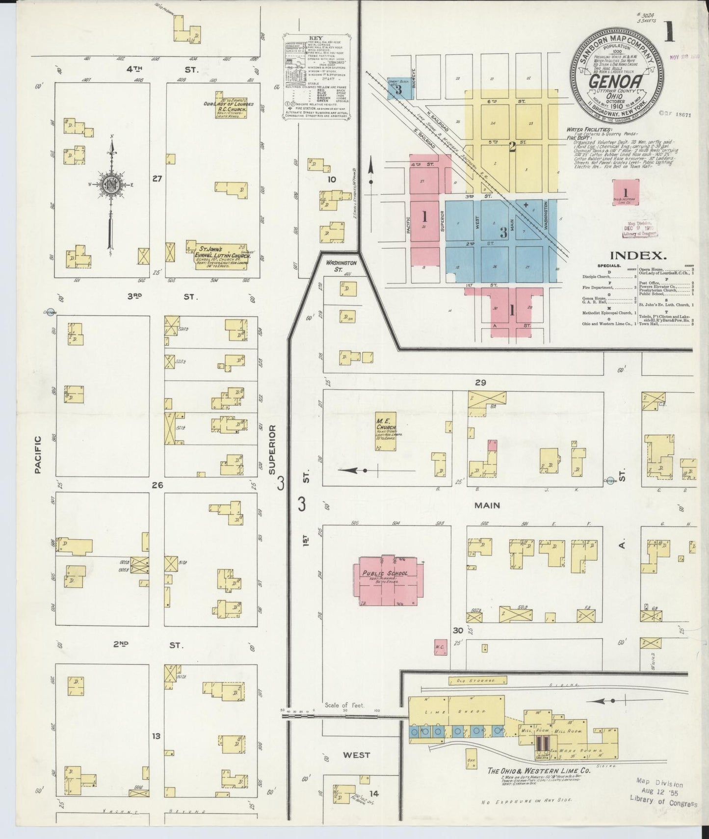 Sanborn Fire Insurance Map from Genoa, Ottawa County, Ohio (1910), Sheet #0001 - Complete Map Set gallery image, historic Sanborn map, vintage wall art, Ohio Ohio