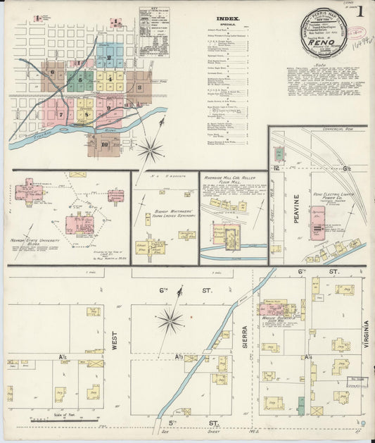 Sanborn Fire Insurance Map from Reno, Washoe County, Nevada. (1890) – Historic Sanborn Fire Insurance Map Print