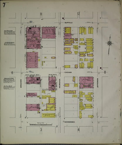 Sanborn Fire Insurance Map from Milwaukee, Milwaukee County, Wisconsin (1910), Sheet #0007 - Historic Sanborn Fire Insurance Map Print, vintage old map wall art, antique decor, genealogy gift, Wisconsin Wisconsin map
