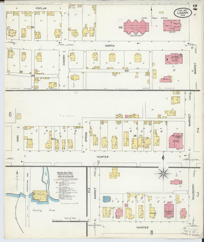 Sanborn Fire Insurance Map from Logan, Hocking County, Ohio (1907), Sheet #0002 - Complete Map Set gallery image, historic Sanborn map, vintage wall art, Ohio Ohio