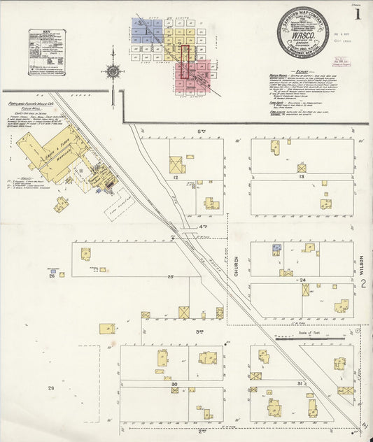 Sanborn Fire Insurance Map from Wasco, Sherman County, Oregon (1910), Sheet #0001 - Historic Sanborn Fire Insurance Map Print, vintage old map wall art, antique decor, genealogy gift, Oregon Oregon map