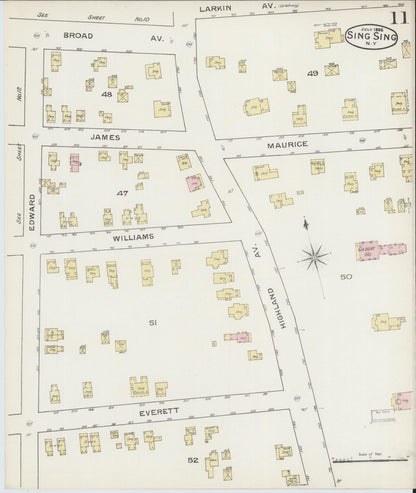 Sanborn Fire Insurance Map from Sing Sing, Westchester County, New York (1886), Sheet #0011 - Historic Sanborn Fire Insurance Map Print, vintage old map wall art, antique decor, genealogy gift, New York New York map
