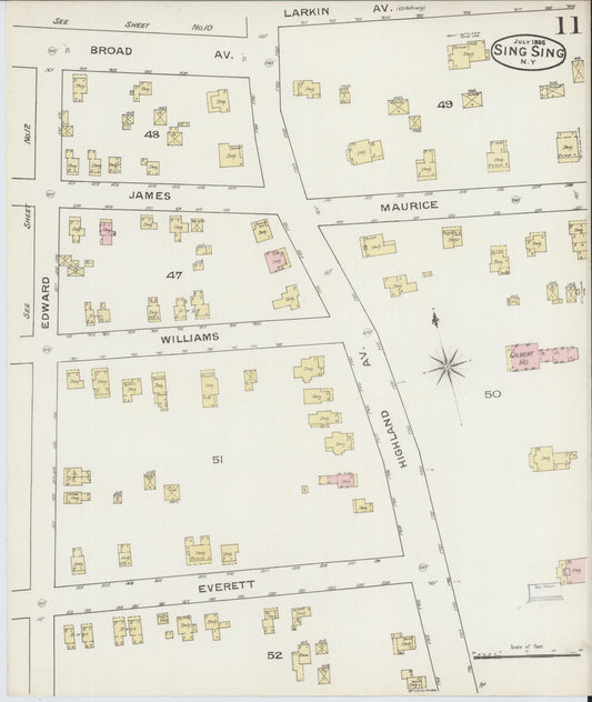 Sanborn Fire Insurance Map from Sing Sing, Westchester County, New York (1886), Sheet #0011 - Historic Sanborn Fire Insurance Map Print, vintage old map wall art, antique decor, genealogy gift, New York New York map