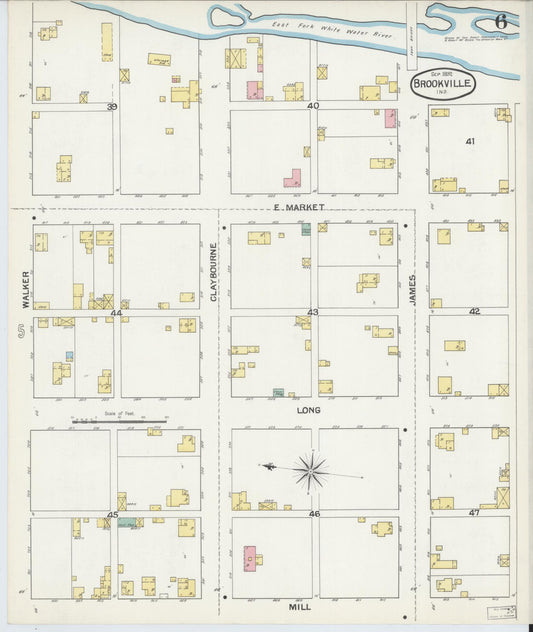 Sanborn Fire Insurance Map from Brookville, Franklin County, Indiana (1892), Sheet #0006 - Historic Sanborn Fire Insurance Map Print, vintage old map wall art, antique decor, genealogy gift, Indiana Indiana map