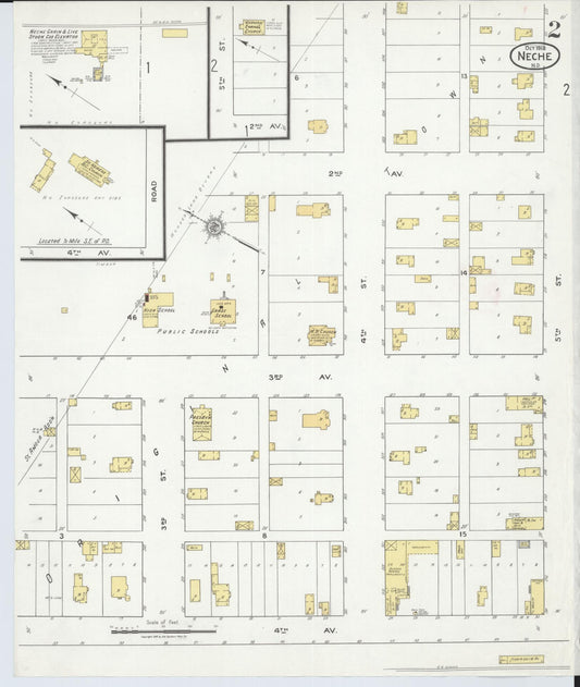 Sanborn Fire Insurance Map from Neche, Pembina County, North Dakota (1918), Sheet #0002 - Historic Sanborn Fire Insurance Map Print, vintage old map wall art, antique decor, genealogy gift, North Dakota North Dakota map
