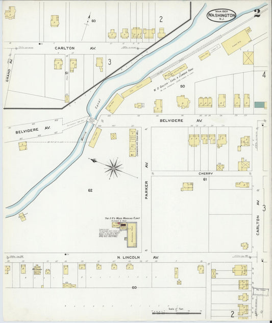 Sanborn Fire Insurance Map from Washington, Warren County, New Jersey (1909), Sheet #0002 - Complete Map Set gallery image, historic Sanborn map, vintage wall art, Washington Washington