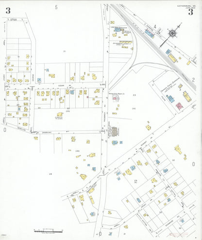 Sanborn Fire Insurance Map from Gaithersburg, Montgomery County, Maryland (1949), Sheet #0003 - Complete Map Set gallery image, historic Sanborn map, vintage wall art, Maryland Maryland