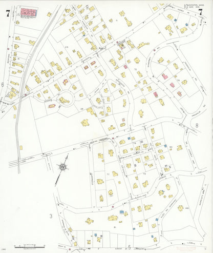 Sanborn Fire Insurance Map from Lexington, Middlesex County, Massachusetts (1935), Sheet #0007 - Complete Map Set gallery image, historic Sanborn map, vintage wall art, Massachusetts Massachusetts