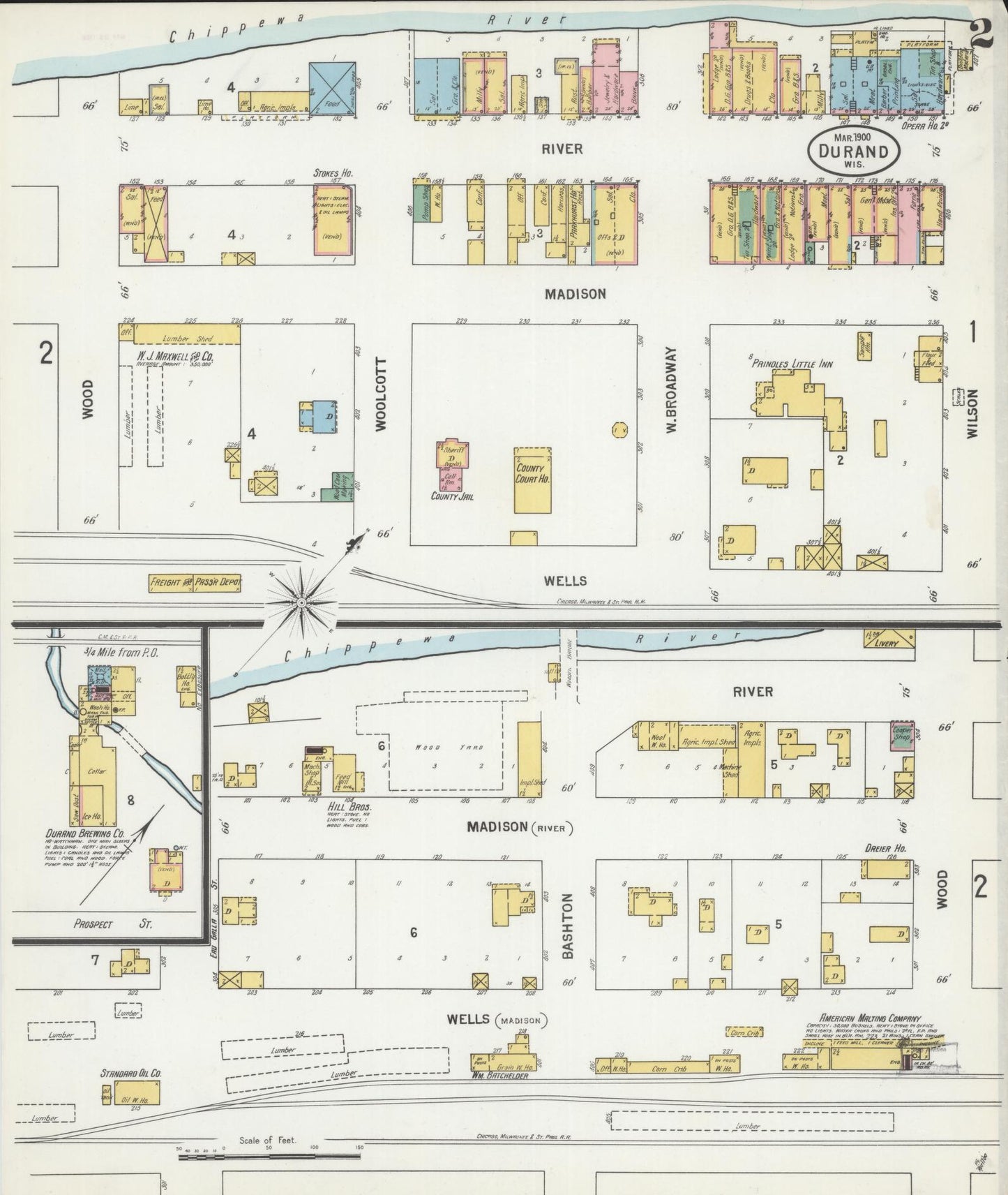 Sanborn Fire Insurance Map from Durand, Pepin County, Wisconsin (1900), Sheet #0002 - Complete Map Set gallery image, historic Sanborn map, vintage wall art, Wisconsin Wisconsin