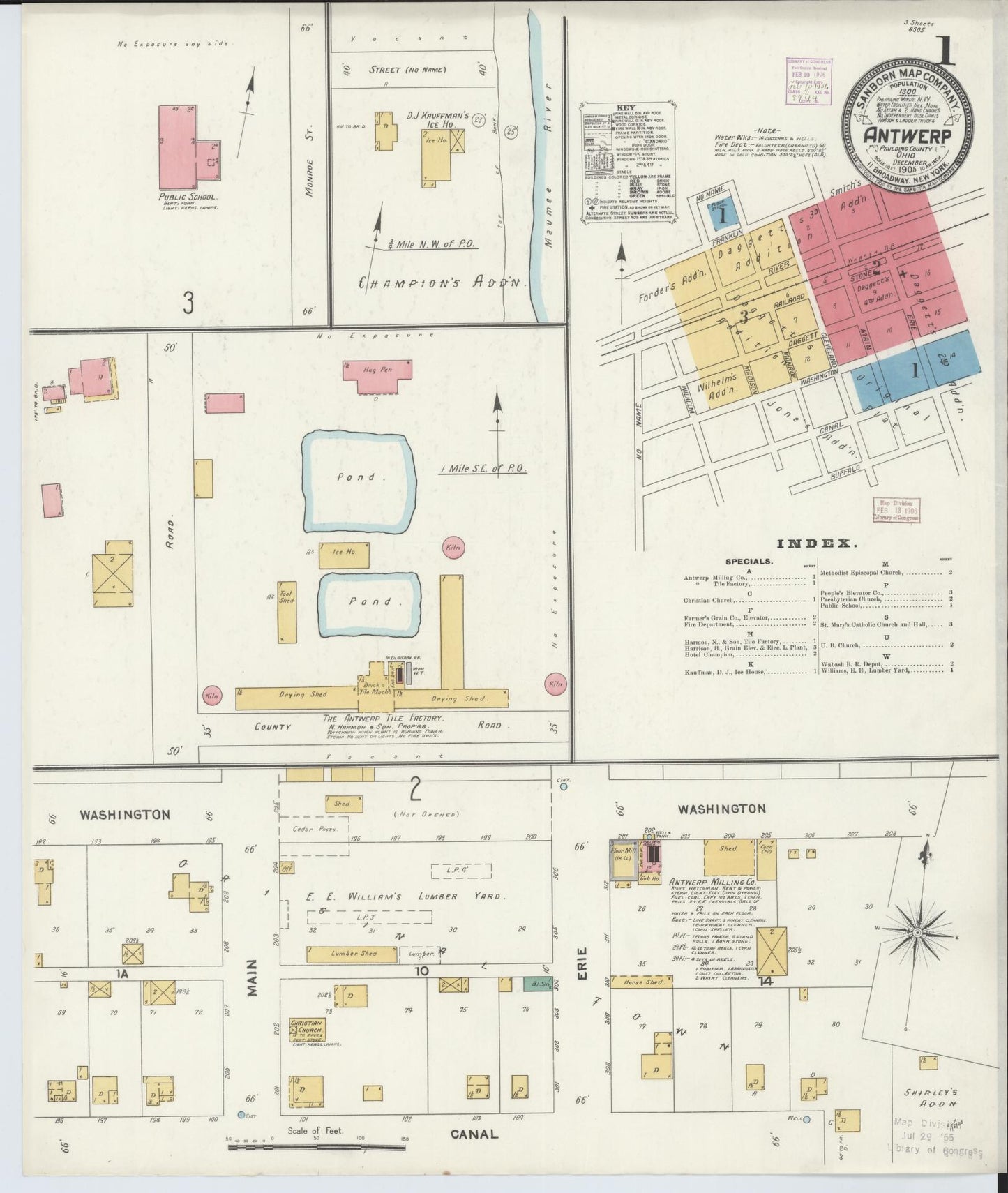 Sanborn Fire Insurance Map from Antwerp, Paulding County, Ohio (1905), Sheet #0001 - Historic Sanborn Fire Insurance Map Print, vintage old map wall art, antique decor, genealogy gift, Ohio Ohio map