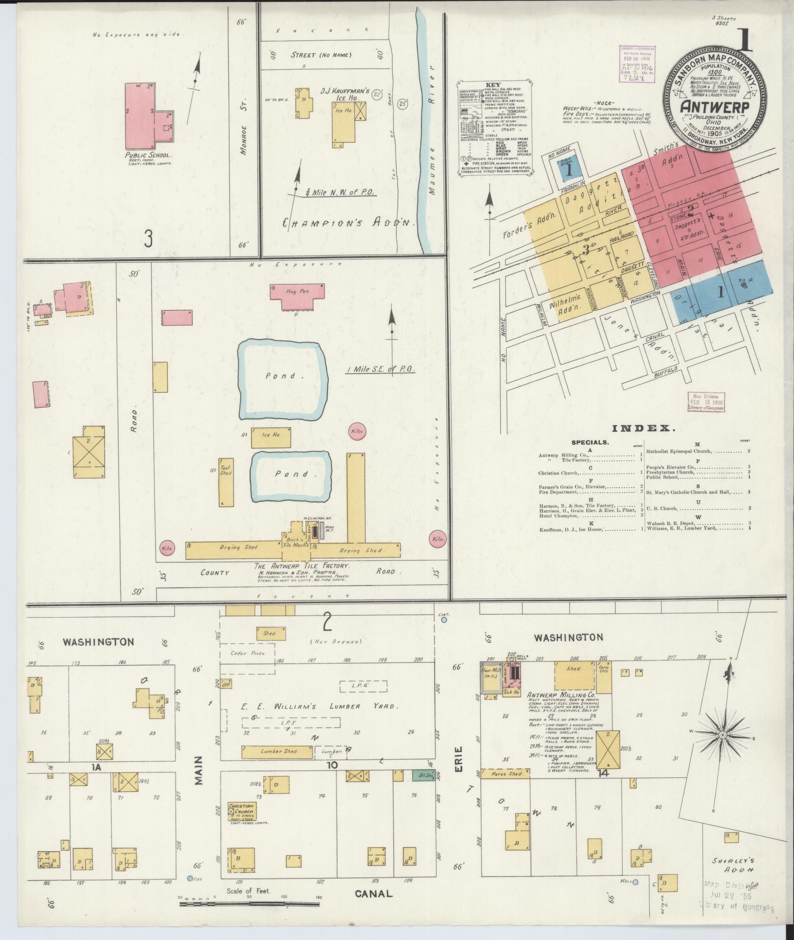 Sanborn Fire Insurance Map from Antwerp, Paulding County, Ohio (1905), Sheet #0001 - Historic Sanborn Fire Insurance Map Print, vintage old map wall art, antique decor, genealogy gift, Ohio Ohio map