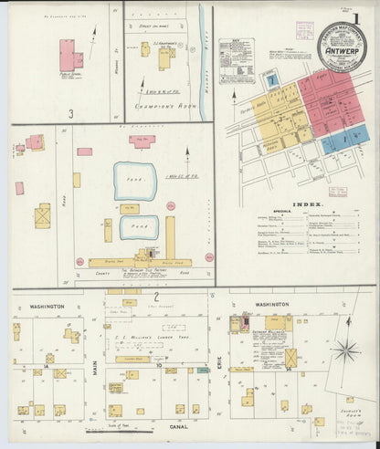 Sanborn Fire Insurance Map from Antwerp, Paulding County, Ohio (1905), Sheet #0001 - Historic Sanborn Fire Insurance Map Print, vintage old map wall art, antique decor, genealogy gift, Ohio Ohio map