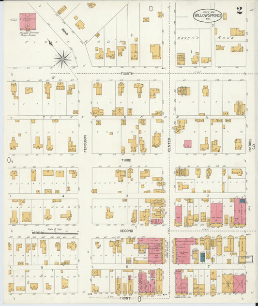 Sanborn Fire Insurance Map from Willow Springs, Howell County, Missouri (1906), Sheet #0002 - Historic Sanborn Fire Insurance Map Print, vintage old map wall art, antique decor, genealogy gift, Missouri Missouri map