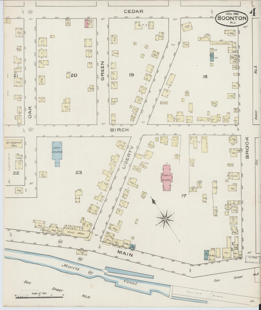 Sanborn Fire Insurance Map from Boonton, Morris County, New Jersey (1886), Sheet #0004 - Historic Sanborn Fire Insurance Map Print, vintage old map wall art, antique decor, genealogy gift, New Jersey New Jersey map