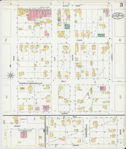 Sanborn Fire Insurance Map from Staunton, Macoupin County, Illinois (1899), Sheet #0003 - Complete Map Set gallery image, historic Sanborn map, vintage wall art, Illinois Illinois
