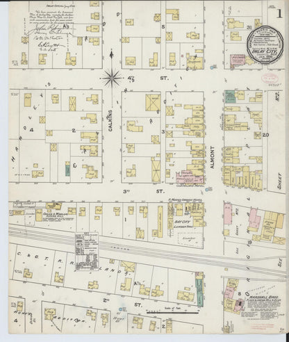 Sanborn Fire Insurance Map from Imlay City, Lapeer County, Michigan (1890), Sheet #0001 - Complete Map Set gallery image, historic Sanborn map, vintage wall art, Michigan Michigan