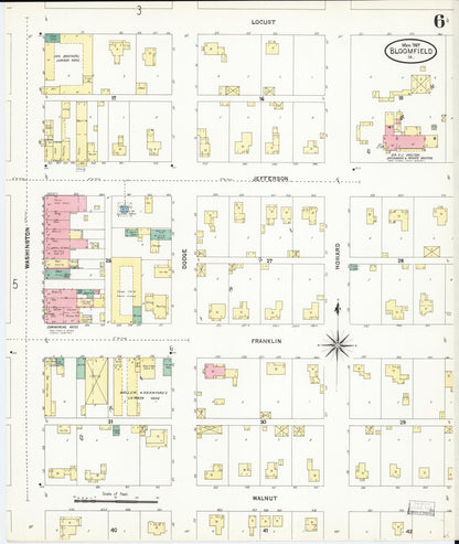 Sanborn Fire Insurance Map from Bloomfield, Davis County, Iowa (1907), Sheet #0006 - Historic Sanborn Fire Insurance Map Print