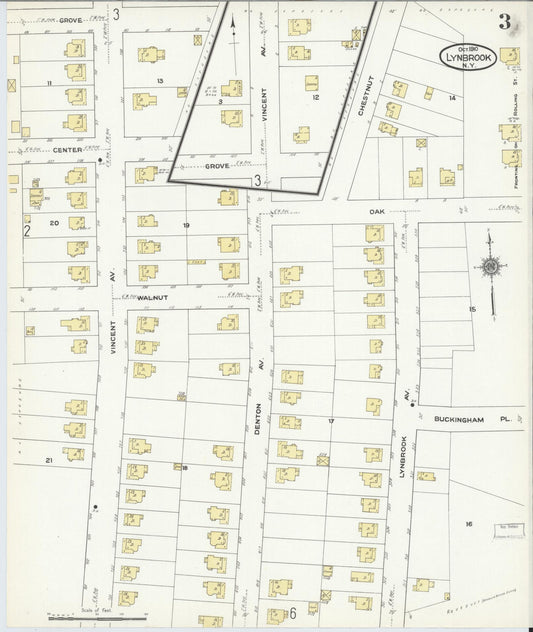Sanborn Fire Insurance Map from Lynbrook, Nassau County, New York (1910), Sheet #0003 - Historic Sanborn Fire Insurance Map Print, vintage old map wall art, antique decor, genealogy gift, New York New York map