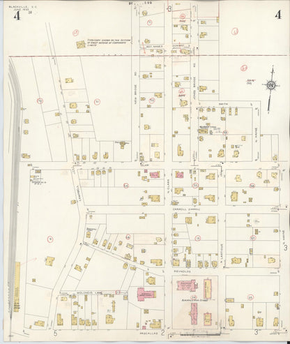 Sanborn Fire Insurance Map from Blackville, Barnwell County, South Carolina (1943), Sheet #0004 - Complete Map Set gallery image, historic Sanborn map, vintage wall art, South Carolina South Carolina